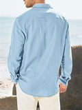 Lapel Double Pockets Casual Vacation Shirts for Male