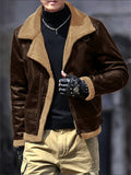 Men's Retro Faux Suede Plush Lined Bomber Jackets