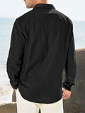 Lapel Double Pockets Casual Vacation Shirts for Male