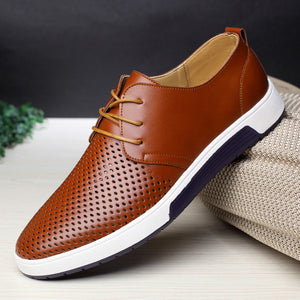 Men's Hollowed Out Breathable Contrast Color Flat Shoes