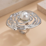 Fashion Intertwined Metal Imitation Pearl Rings for Lady