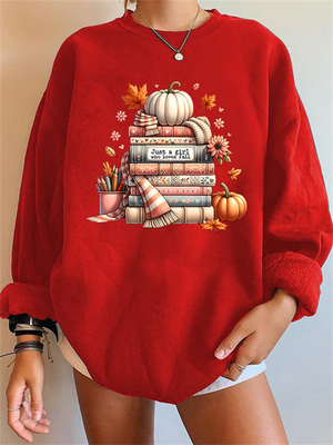 Female Halloween Pumpkin Book Pencil Scarf Graphic Hoodies