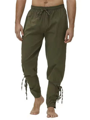 Men's Casual Viking Costume Ankle-Tied Pirate Pants