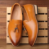 Men's Vintage Glossy Pointed Toe Tassel Dress Shoes