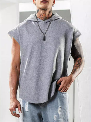 Men's Simple Cozy Loose Sleeveless Sport Hoodies