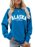 Women's Simple Alaska Range Print Crew Neck Hoodies