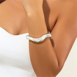 Couple Irregular Wave Shaped Cuff Bangles Bracelets