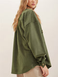 Women's Lapel Chest Pocket Corduroy Coat Long Sleeve