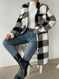 Women's Chic Plaid Print Warm Plush Long Coat