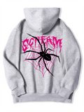 Female Screaming Spider Web Printed Oversized Hoodies