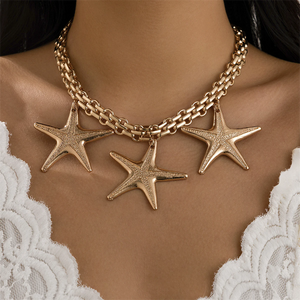 Plain Metallic Starfish Pendant Necklaces for Women