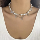 Fashion Star Pendant Imitation Pearls Necklace for Women