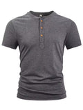 Men's Casual Short Sleeve Slim Fit Henley Shirt for Summer