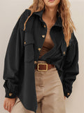 Women's Lapel Chest Pocket Corduroy Coat Long Sleeve