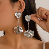 Wedding Party Rose Petal Drop Earrings for Lady