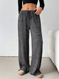 Women's Comfort Elastic Waist Striped Casual Straight Leg Pants