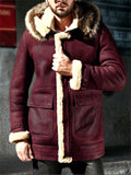 Men's Faux Fur Hooded Windproof Warm Suede Coats