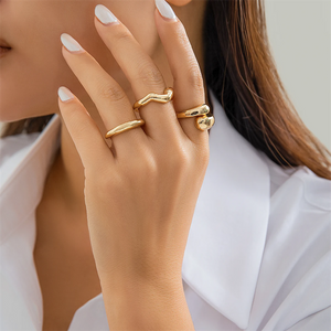 Women's Elegant Geometric Adjustable Open Finger Ring Sets