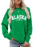 Women's Simple Alaska Range Print Crew Neck Hoodies