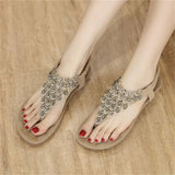 Bohemian Style Shiny Rhinestone Soft Sole Sandals for Women