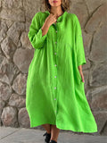 Women's Super Soft Cotton Linen Extra Loose Button Dress