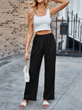 Candy Color Elastic Waist Straight-Leg Casual Pants for Women