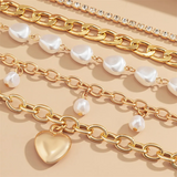 5pcs/Set Heart Imitation Pearl Bracelets for Women