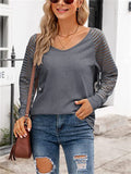 Ladies Daily V Neck Visible Long Sleeve Shirt