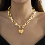 Link Chain Heart Pendant Necklaces for Ladies