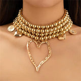 Big Love Heart Pendant Exaggerated Layered Necklace for Women