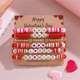 Happy Valentine's Day Super Cute Colorful Love Heart Beaded Bracelets