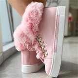 Ladies Faux Fur Lined Round Toe Lace-Up Snow Boots