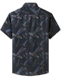 Feather & Paisley & Floral Print Holiday Short Sleeve Shirt for Men