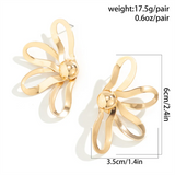 Women's Piercing Cutout Half Flower Petal Earrings