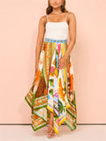 Women's Tropical Print Irregular Hem Flowy Skirt