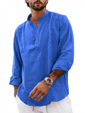 Oversized Streetwear Henley Shirts for Men