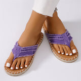 Ladies Flat Raw Edge Flip Flops Beach Slippers