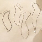 4pcs/Set Cuban Chain OT Buckle Star Pendant Necklaces