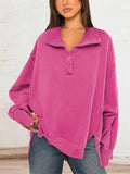 Oversized Side Split Lantern Sleeve Sweatshirt for Women