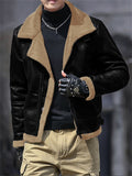 Men's Retro Faux Suede Plush Lined Bomber Jackets