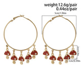 Cute Mushroom & Cherry Forest Holiday Hoop Earrings for Women