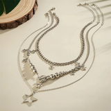 3pcs/Set OT Buckle Star Beaded Necklaces for Women