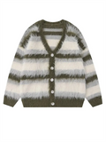 Men's Single-Breasted Chic Striped Fuzzy Sweaters