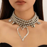 Big Love Heart Pendant Exaggerated Layered Necklace for Women