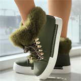 Ladies Faux Fur Lined Round Toe Lace-Up Snow Boots