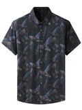 Feather & Paisley & Floral Print Holiday Short Sleeve Shirt for Men