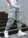 Men's Fashionable Streetwear Solid Cargo Trousers