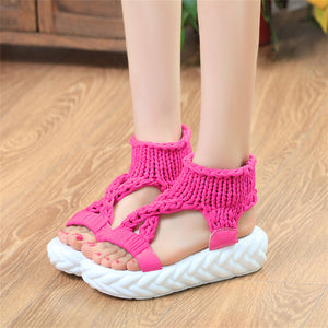 Cozy Thick-soled Knitted Sandals for Ladies