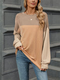 Candy Color Striped Texture Autumn Long Sleeve Shirt for Women