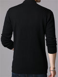 Autumn Winter Men's Solid Color Cardigan Sweater with Patch Pocket